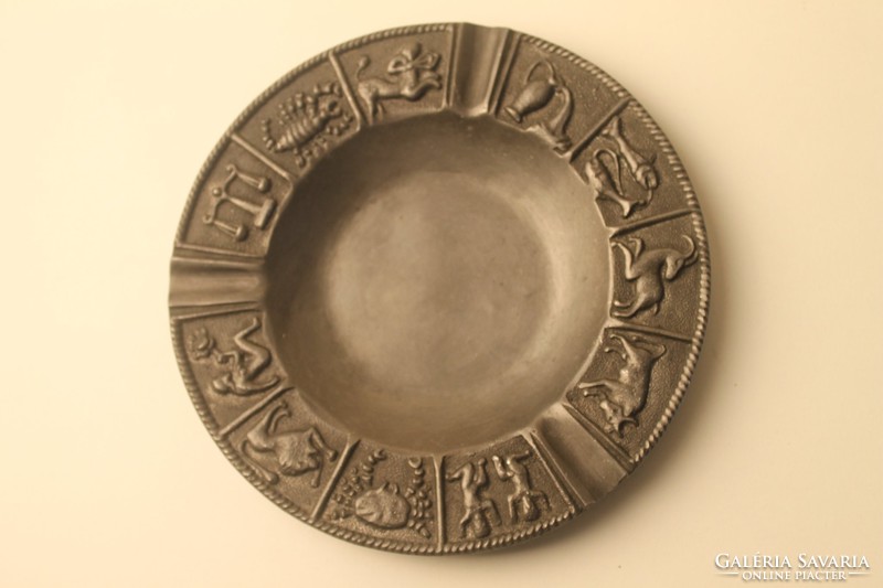 Horoscope marked pewter ashtray