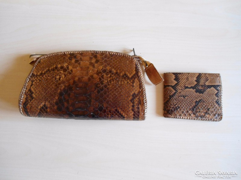 Valódi kígyóbőr retikül táska pénztárcával együtt