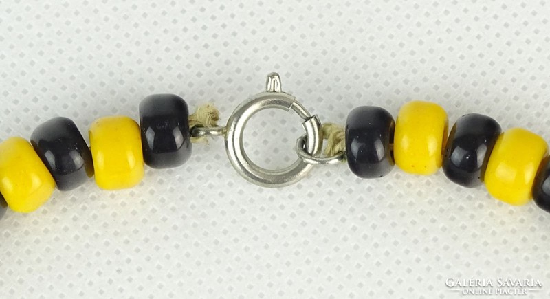 0P445 Retro sárga-fekete bizsu gyöngysor nyaklánc