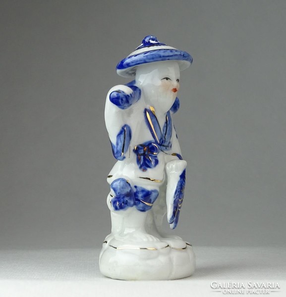 0P170 Kis méretű kék-fehér japán porcelán figura