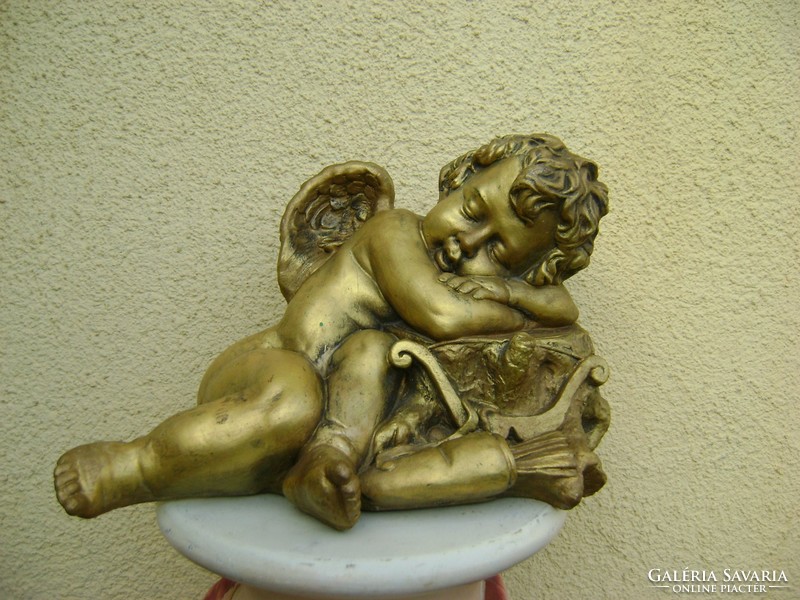 Brutál nehéz vas ötvözetből tűz aranyozott készült szobor a XX. század elejéről igazi antik darab
