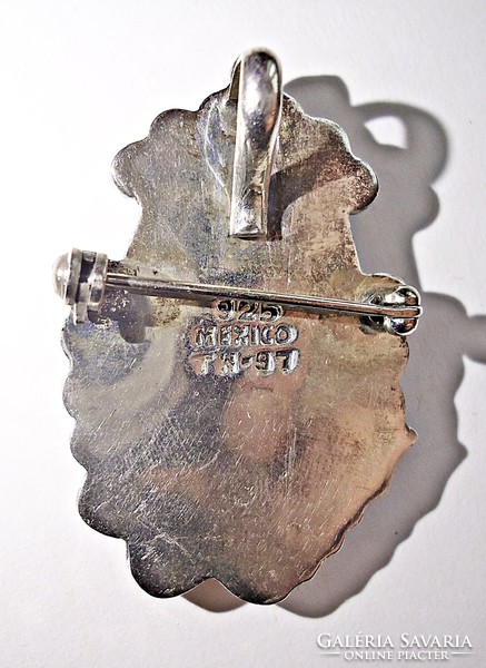 Onix stone silver socket with pendant and brooch