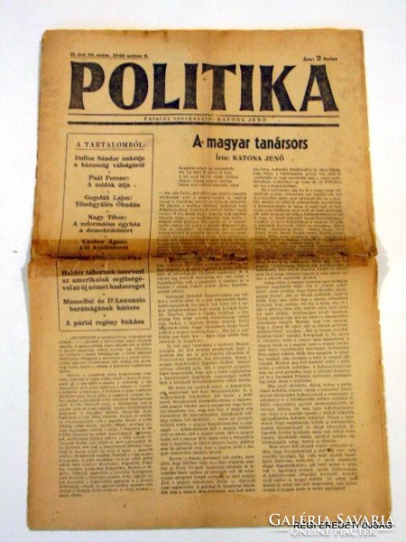 POLITIKA 1948 május 8 RÉGI EREDETI MAGYAR ÚJSÁG 1543