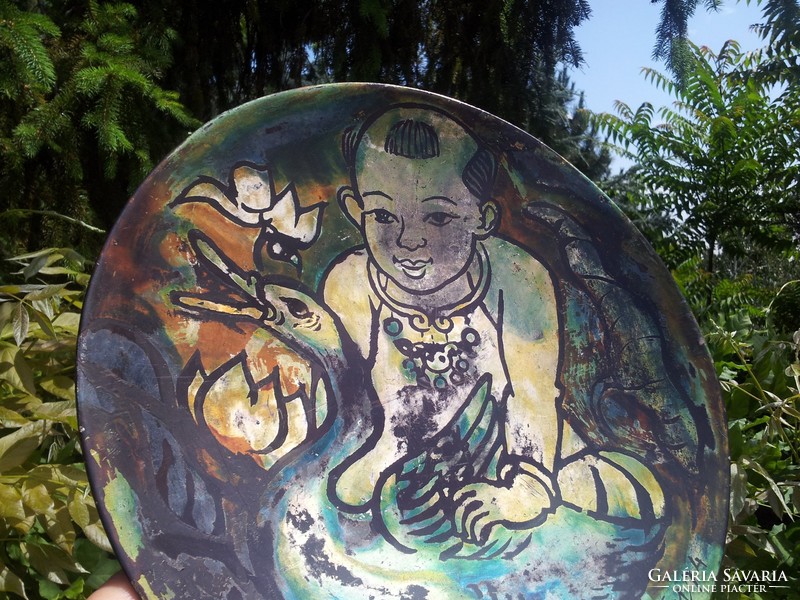 Vietnamese lacquer bowl with little boy