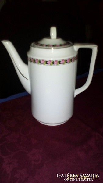 Rózsagirlandos  modern vonalú porcelán teás kanna, kiöntő 1-1,5 literes