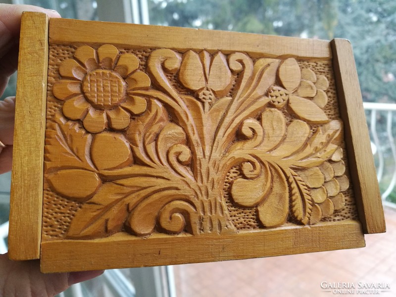 Old carved Transylvanian wooden box