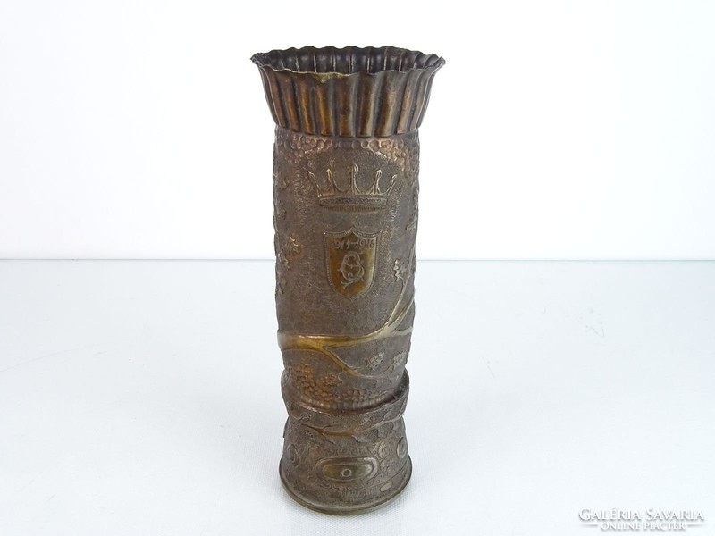 0M446 Antik hadifogoly munka löveg váza 1916