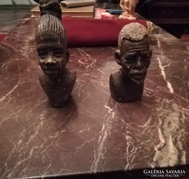African carved marble heads