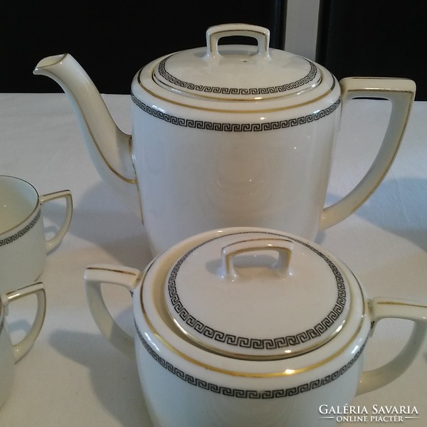 Elegant porcelain coffee and tea set with Greek pattern