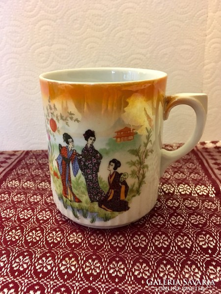 Beautiful Japanese scenic Zsolnay teacup