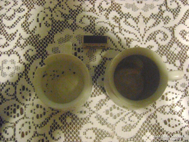 Antik hasas bögre - kávé reklámos, rózsás - két darab - sérültek
