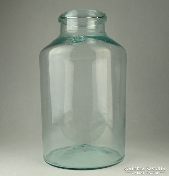 0P963 Antik 5 literes pecsétes zöld huta üveg