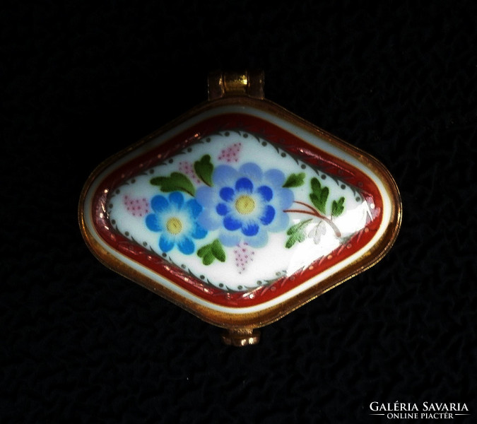 Porcelain box with spring flowers, ring holder and medicine holder