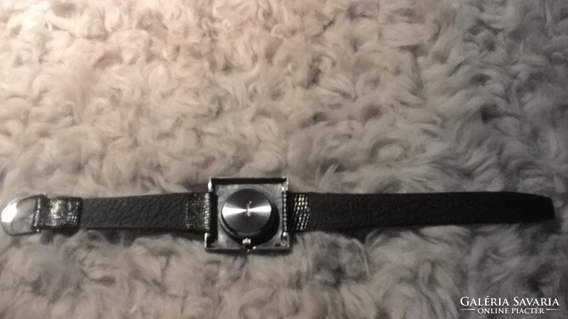 Israeli silver watch with leather strap