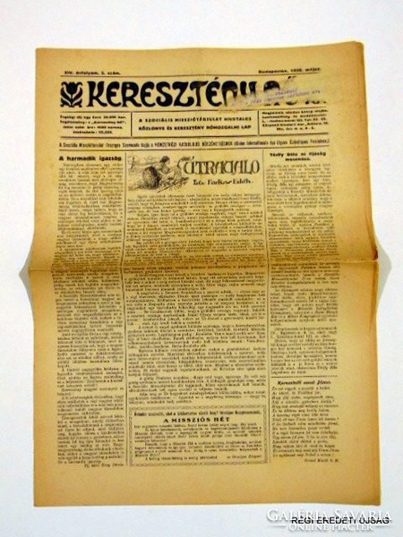 1926 május -  /  KERESZTÉNY NŐ  /  RÉGI EREDETI MAGYAR ÚJSÁG Szs.:  3916