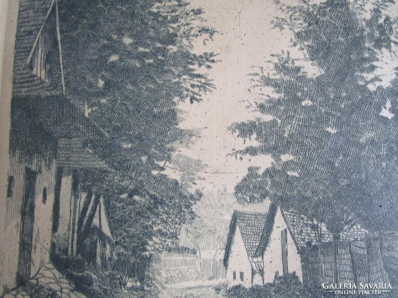 Original József Weber marked lithograph wall landscape