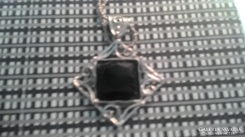 Israeli silver necklace (neck blue) and pendant with onyx 