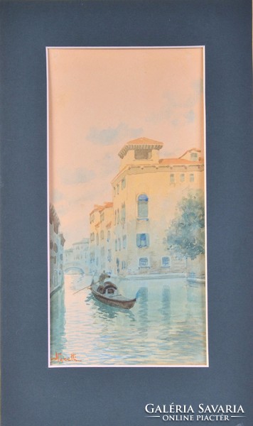 Attributed to Pietro Toretti (1888-1927): Venetian gondola, watercolor