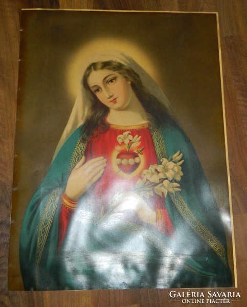 Antique large holy image print - Virgin Mary