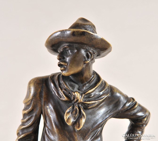 Carl Kauba, T. Curts (Austria, 1895-1929): Cowboy, bronz szobor