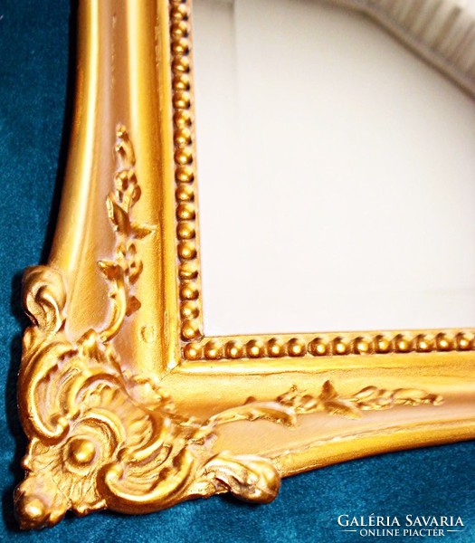 Elegáns antik blondel keretes metszett fali tükör (72 X 62 cm)