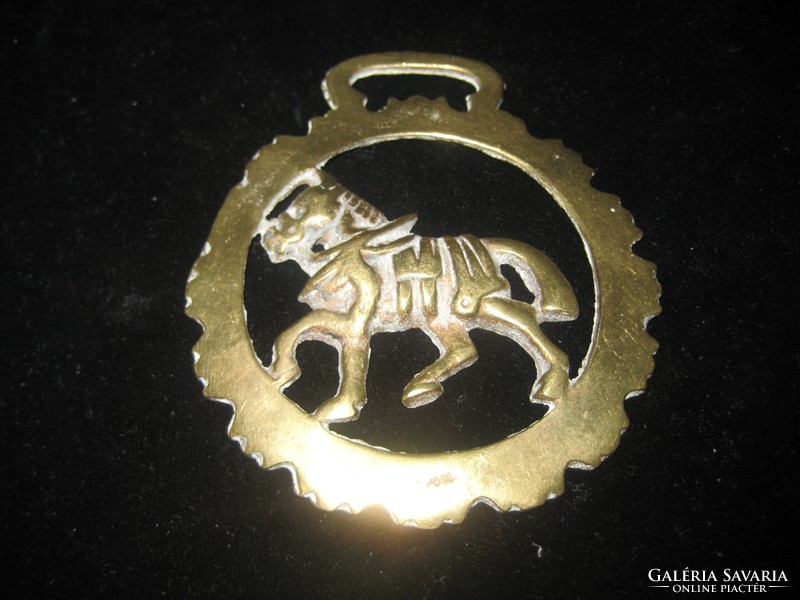 English bronze horse tool, leather belt ornament