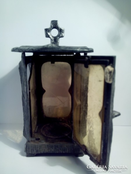 Antique pewter Art Nouveau candlestick unique grave lamp (grave lamp)
