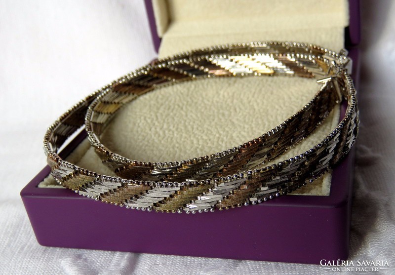 Beautiful lamellar silver necklace with gold-plated parts - 30.5 gr