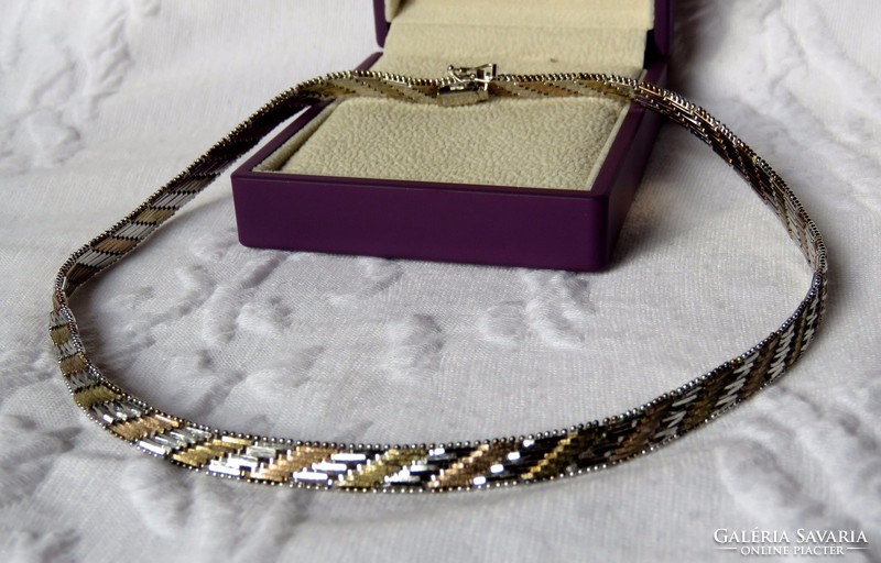 Beautiful lamellar silver necklace with gold-plated parts - 30.5 gr