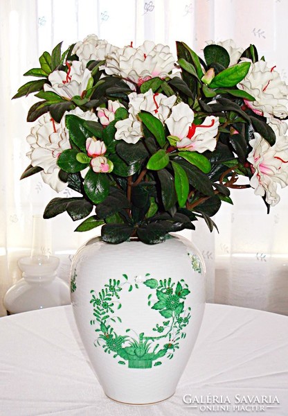 Herendi, zöld indiai kosár mintás porcelán váza