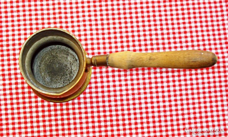 Turkish, copper, wooden coffee pourer