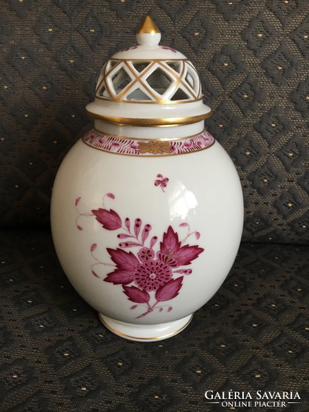 Antique Herendi apponyi, pierced lid vase!