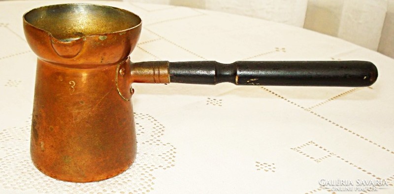 Old wooden, copper coffee pourer