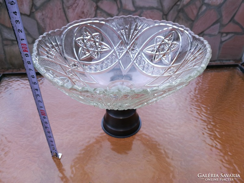 Red copper glass serving bowl, 28 cm