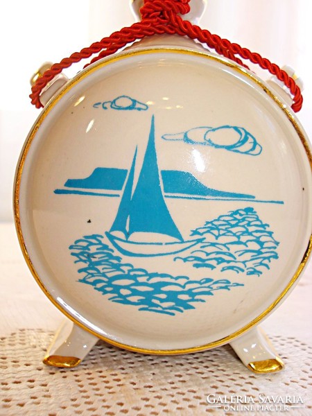 Régi Drasche porcelán kulacs Balaton dekorral  /13,5 cm/
