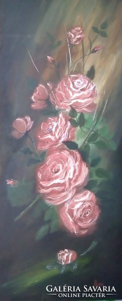 Vörös rózsák c.  festmény, csendélet