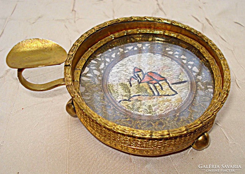 Fire-gilded antique ashtray with ashtray glass insert
