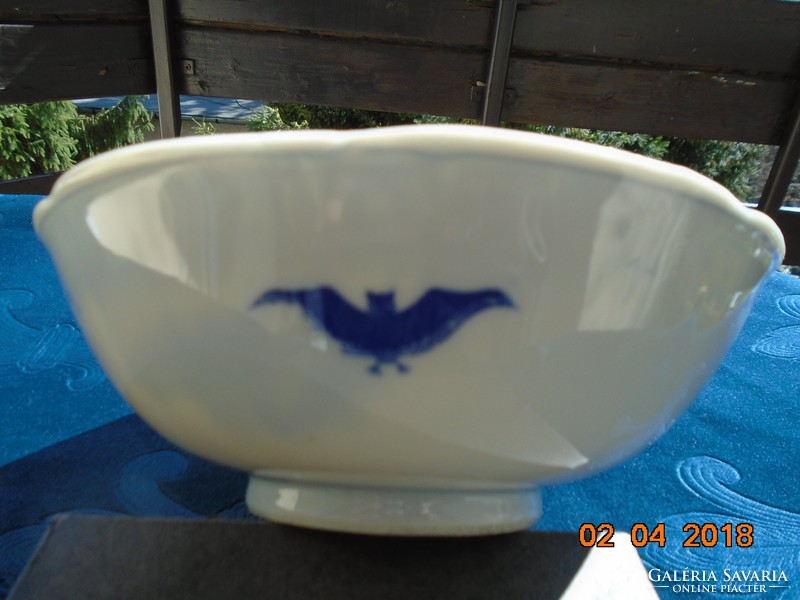 Bat pattern painted antique Chinese deep bowl painted in cobalt blue multi-shaped 18.3x6.5 cm