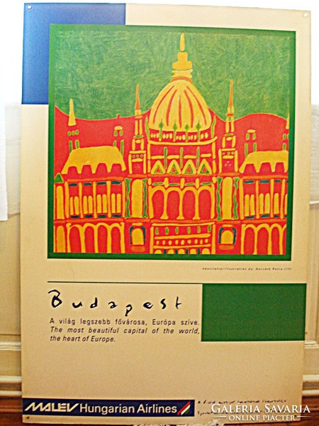 MALÉV plakát - Budapest, Parlament  (kasírozott)