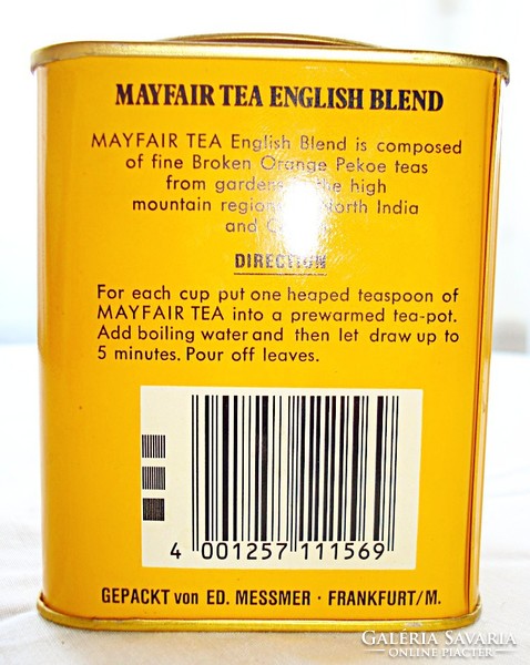 Pléh angol teás doboz, teával.