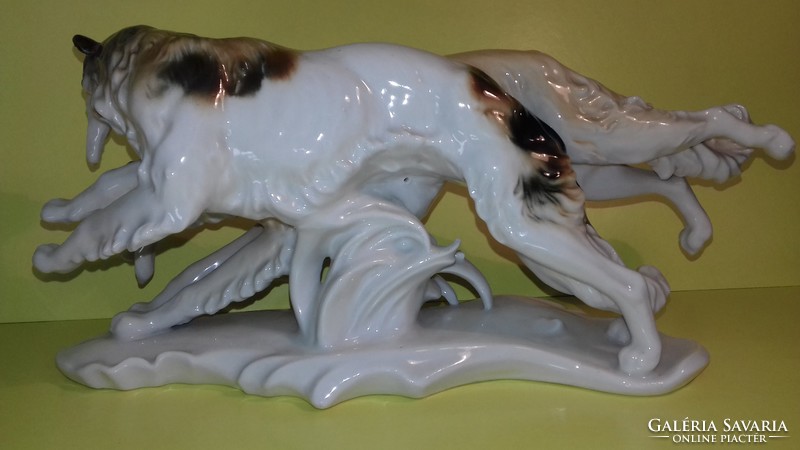 Karl Ens Borzoi porcelán agarak kutya jelzett hibátlan eredeti