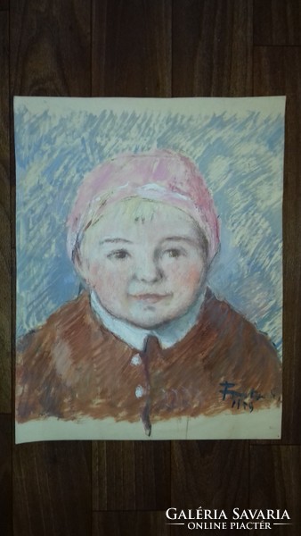 Fontos Sándor - Gyermek fej portré festmény