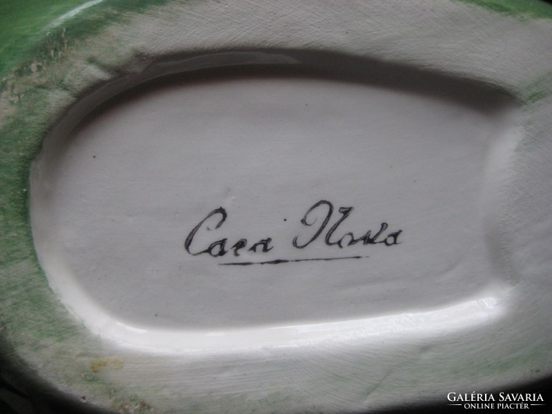 Porcelán teás kiöntő , szép érdekes , jelzett , francia ,  művészi   tárgy ,18  x 13 cm