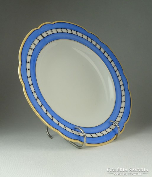 0Q909 Antik kék szegélyes porcelán levesestányér