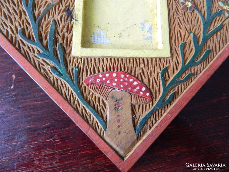 Hand-carved and painted folk wooden picture frame - photo frame