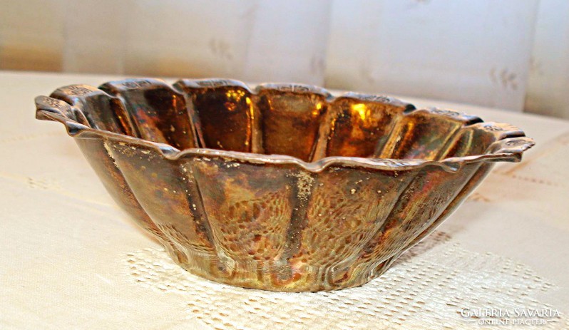 Handmade, Egyptian silver-plated red copper bowl