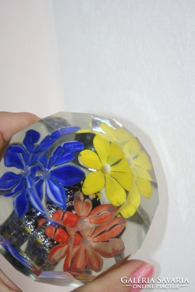 Antique huge glass faceted paperweight Murano glass