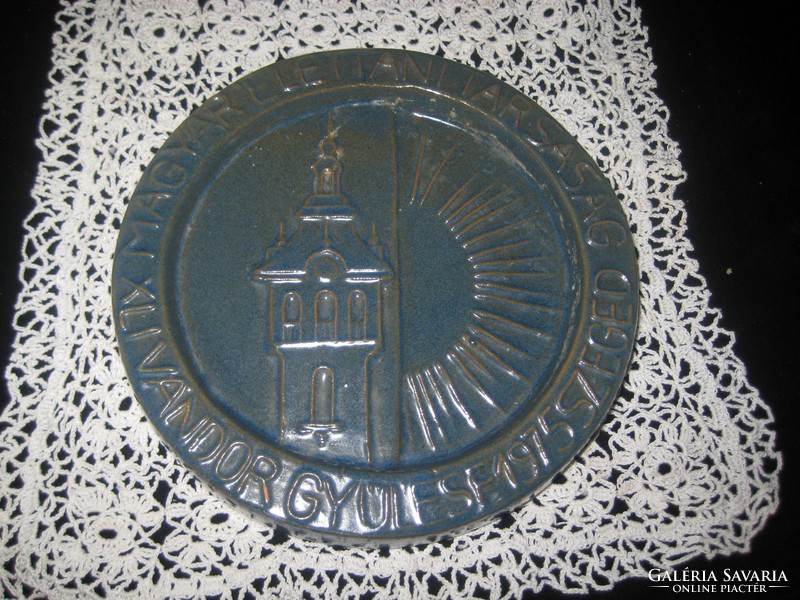 Szeged memorial plaque, pyrogranite, Hungarian physiological society xli wandering collection