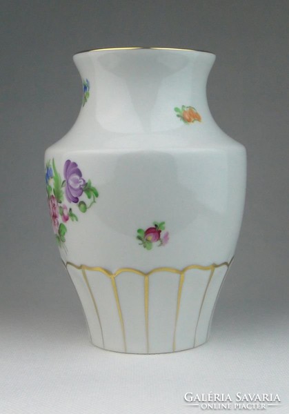0R057 Régi Herendi virágmintás porcelán váza 15 cm