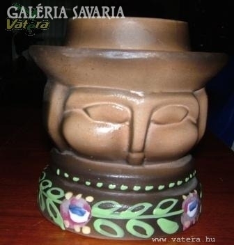 Very nice, marked ceramic - head flowerpot.